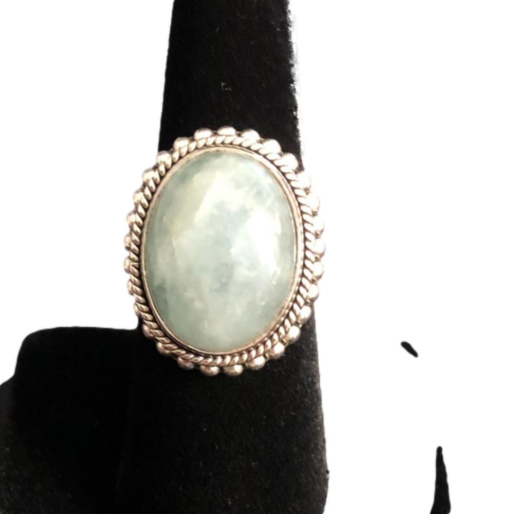 Light Green Cabochon Opaque Sterling Silver